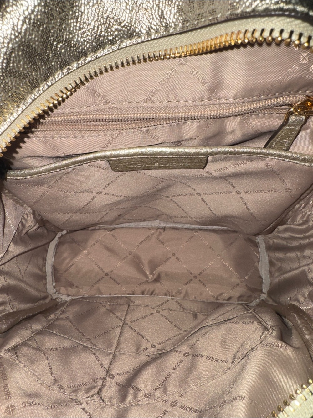 Michael Kors Metallic Gold Medium Backpack Gold hardware (2 c/o bottom pipe) - Picture 10 of 17